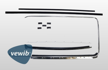 omplett-Dichtungssatz links für die Beifahrertür VW Bus T2 mit festem Dreiecksfenster und Zierrahmen-Aufnahme